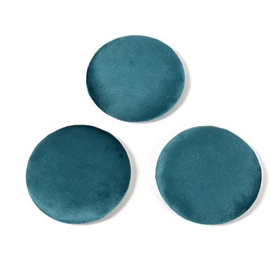 Teal Velvet Round Trays, Approx 11cm, 3pcs