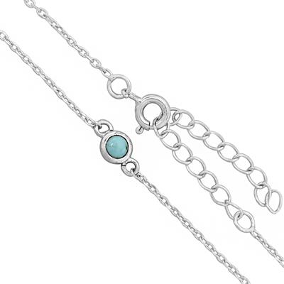 925 Sterling Silver Station Chain with 1cts Sleeping Beauty Turquoise,16+2inch