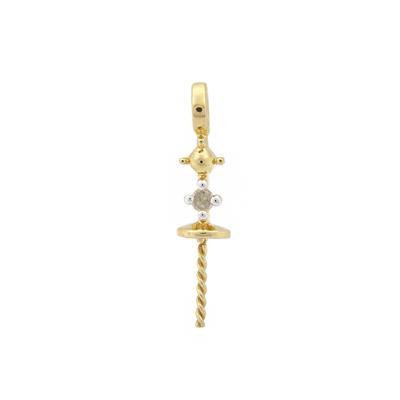 Gold Plated Sterling Silver Diamond Set Bail Loop, Approx 17x4mm