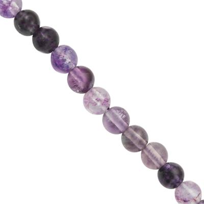 68cts Blue John Fluorite Smooth Round Approx 5mm to 6mm, 25cm Strand with Spacer