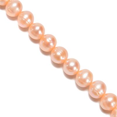 Apricot Freshwater Cultured Pearls Approx 8-9mm, 38cm Strand