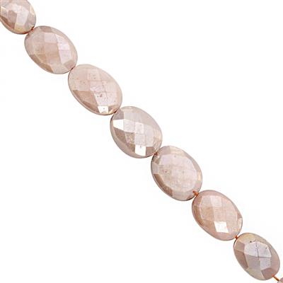 75cts Coated Peach Moonstone Graduated Faceted Oval Approx 10x8 to 18x13mm, 18cm Strand with Spacers