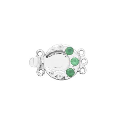 925 Sterling Silver Celestial Moon Clasp with 0.47cts Green Onyx & White Topaz 