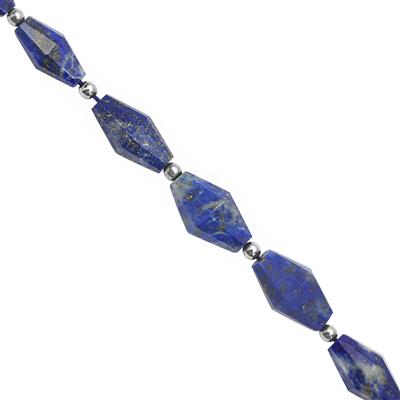 72cts Lapis Lazuli Faceted Long Bicone Approx 13x6 to 18x10 20cm With Hamatite Spacers