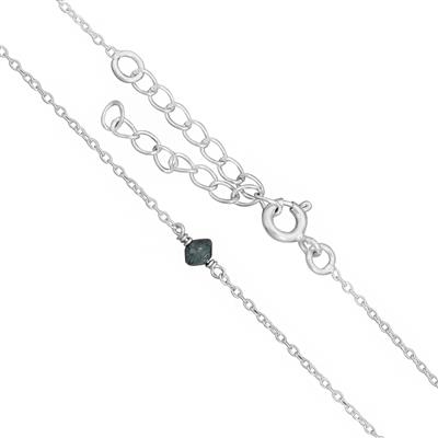 925 Sterling Silver Station Necklace with 1.15ct Blue Diamond Faceted Roundels Approx 2x1mm to 3x1mm 18+2 Inch with Extender
