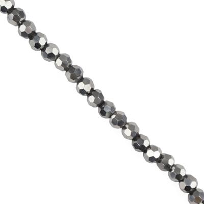 Silver Faceted Round Glass Beads, Approx 4mm, 38cm Strand