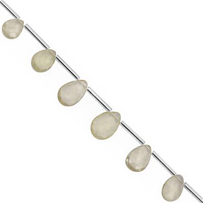 27cts Lemon Quartz Top Side Drill Faceted Pear Approx 8x5mm to 13x9mm, 20cm Strand with Spacers 