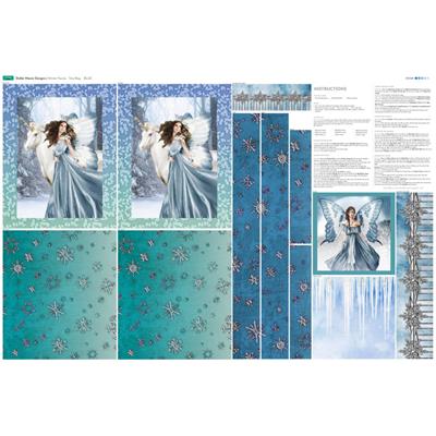 Debbi Moore Designs Winter Fairies Blue Tote Bag Fabric Panel (140 x 94cm)