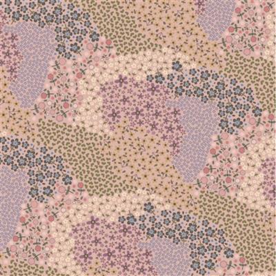 Lynette Anderson Garden of Flowers Multi Flowers on Pink Fabric 0.5m