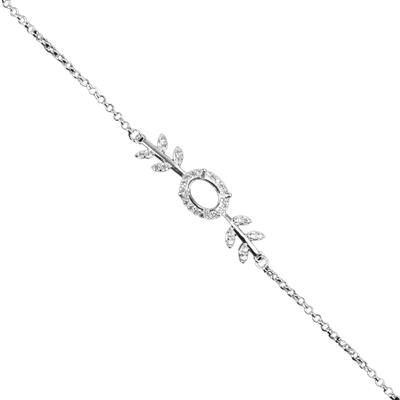 925 Sterling Silver Bracelet Mount With Cubic Zirconia ( To fit 6x8mm Oval Cabochon)