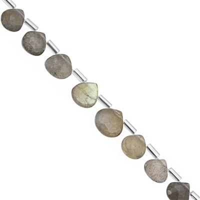27cts Labradorite Top Side Drill Faceted Heart Approx 5 to 9mm, 20cm Strand with Spacers
