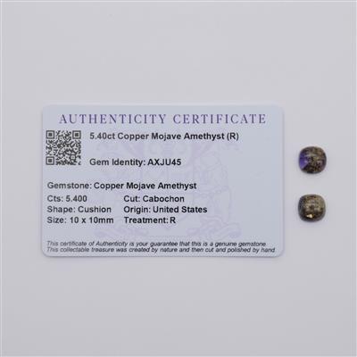 5.4cts Copper Mojave Amethyst 10x10mm Cushion Pack of 2 (R)