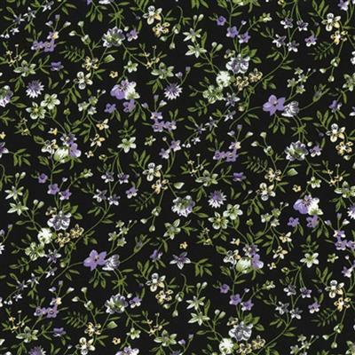 Viscose Poplin Prints Black Floral Fabric Bundle (3m)