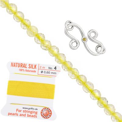 925 Sterling Silver Yellow Diamond S-Clasp & Lemon Quartz Project With Instructions By Carol Vickers