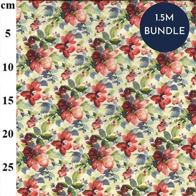 Red Floral Digital Lawn Prints Fabric Bundle (1.5m)
