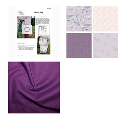 Suzie Duncan's Purple Lewis & Irene Pebble Bag Kit: Instructions, Fabric (0.5m) & FQ's (4pcs)