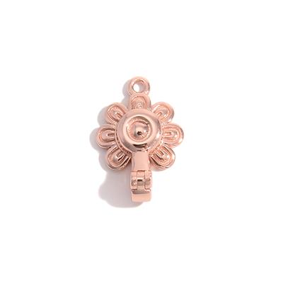 Rose Gold 925 Sterling Silver Flower Foldover Magnetic Clasp Approx 17x11mm