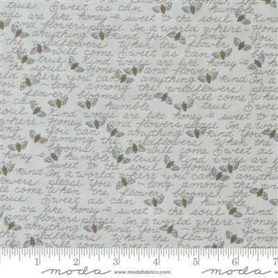 Moda Honey & Lavender Bees & Script Grey Fabric 0.5m