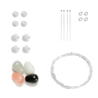 Type A Jadeite Gemstone Egg Pendant Set with 925 Sterling Silver Findings & Bracelet