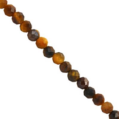 8cts Tigers Eye Faceted Round Approx 1 to 2mm 30cm Strand