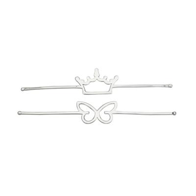 925 Sterling Silver Ring Shanks with Butterfly & Crown Design, 2pcs