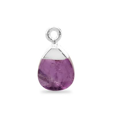 925 Sterling Silver Plated Base Metal Electroplated Pendant with 4.06cts Amethyst Fancy