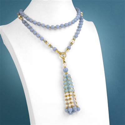 210cts Blue Angelite Mala Project With Downloadable Instructions By Suzie Menham