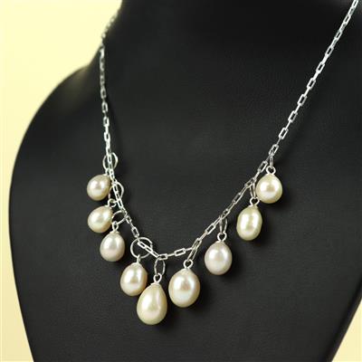 925 Sterling Silver Hammered Link Chain, White Freshwater Cultured Pearl Drops & Pegs Project With Instructions By Debbie Kershaw