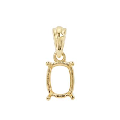 Gold Plated 925 Sterling Silver Cushion Fit Pendant Mount (To fit 9x7mm gemstone) - 1pcs
