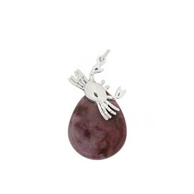 925 Sterling Silver Crab Pinch Bail with Pear Shape Top Drilled Cabs Lavendar Jade Approx 25x20mm