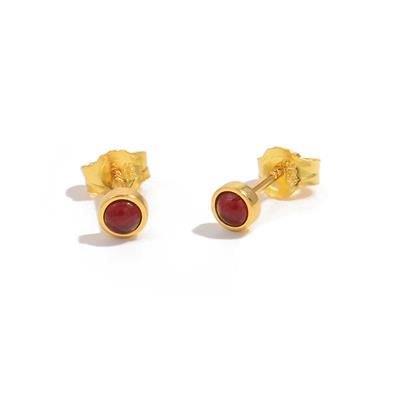 January Birthstone Collection: Gold 925 Sterling Silver Garnet Stud Earrings Approx 3mm Garnet , 1 Pair