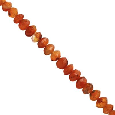 45cts Carnelian faceted Roundels Approx 3x1 to 6x4mm 30cm Strands 
