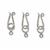 925 Sterling Silver Hammered J Clasps, 3pcs Approx 32x9mm