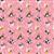 Pawsomely Posh Floating Pug Heads Pink Fabric 0.5m