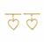 2x Gold Plated Sterling Silver Heart Shaped Clasp