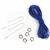 Starry Night - 925 Sterling Silver Star Shaped Jump Rings 3pcs with 925 Sterling Silver Earring Wire With Cable And Figaro Chain & Metallic Blue Cord