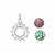 925 Sterling Silver Double Bezel Setting Pendant with Purple Jadeite & Turquoise Cabochons, Approx 10mm