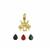 Gold Plated 925 Sterling Silver Cabochon Pear Bee Charm with Malachite, Black Spinel and Red Garnet Including Instructions By Charlie Bailey