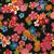 Sevenberry Gold Metallic Traditional Japanese Colourful Flowers Black Fabric 0.5m
