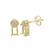 Gold Plated 925 Sterling Silver Octagon Earrings Mount (To fit 6x4mm gemstones) Inc. 0.08cts White Zircon Brilliant Cut Round 1.30mm- 1 Pair