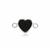 925 Sterling Silver Heart Connector with Black Onyx, Approx 16x10mm, 1pc