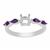 925 Sterling Silver Ring Mount With Amethyst Marquise Side Detail (To fit 5mm Round Gemstone)