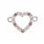 925 Sterling Silver Heart Connector with Pink Tourmaline, Approx 12x17mm 