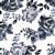 White Floral on Blue Linen Rayon Prints Fabric 0.5m