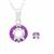 Purple Enamel Doughnut Pendant Mount  (To Fit 6mm Cushion) With 1.42cts Pink Amethyst With 18 Inch Chain