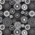Grayscale Flower Heads Black Extra Wide Backing Fabric 0.5m (274cm Width)