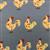 Hens On Blue Fabric 0.5m - exclusive