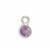 925 Sterling Silver February Birthstone Round Charm with 0.04cts Amethyst, Approx 3mm