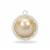 925 Sterling Silver Halo Pendant with South Sea Golden Mabe Cultured Pearl & White Zircon, Approx 19mm