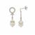 925 Sterling Silver Earring with White Topaz and White Freshwater Cultured Pearls, Approx 30x10mm, 1 pair